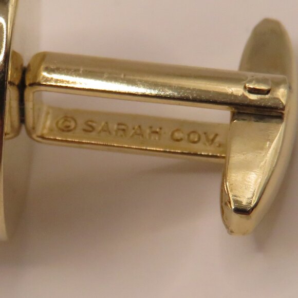 Sarah Coventry Gold Tone Cuff links with Faux Pearl - Picture 4 of 8